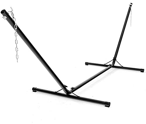 KOMFOTTEU Telaio per Amaca Sospesa, Telaio in Ferro con Gancio e Catene in Ferro, Supporto per Seggiolino Sospeso Sicuro, Carico Massimo 150 kg, Base H per Poltrona Sospesa in Interni, Patio, Giardino