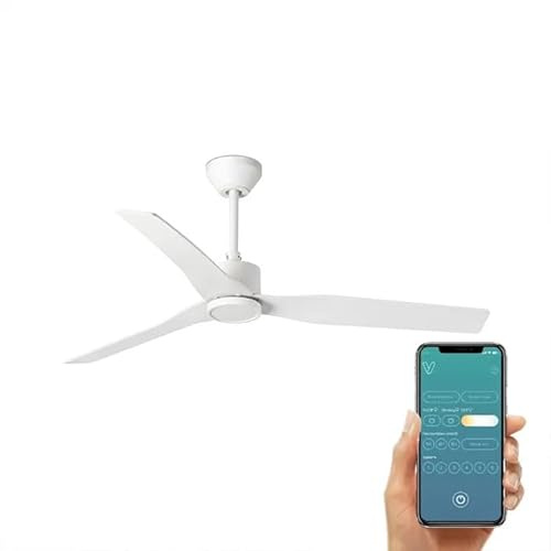 ventyly / ORIGINAL/Ventilateur de plafond blanc avec wifi et pales réversibles en érable blanc Ø120 cm/Ultra Silencieux, basse consommation, 6 Vitesses, Télécommande, Été-Hiver, minuterie