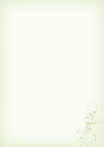 Designpapier Neutral grün DP1801 – 25 Blatt Briefpapier – Hochwertiges Motivpapier Geburtstag, Einladung, Brief, Jubiläum, Liebesbrief – Laser- & Inkjetdrucker geeignet – Druckerpapier A4 90g/m²