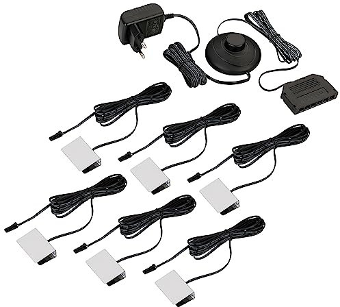 SEBSON® Luci LED Vetrina - Illuminazione a Mensole in Vetro per Vetrinetta, Armadio, Scaffale - Set di 6 Clips LED Bianco Caldo incl. Alimentatore 12V con Interruttore