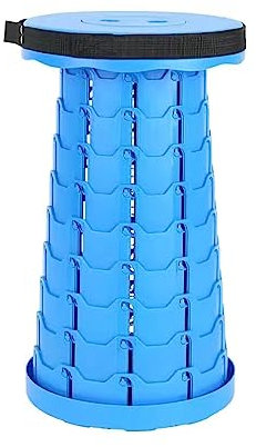 ZERVA Tragbarer Teleskophocker, höhenverstellbarer Campinghocker, tragbarer, Leichter Outdoor-Campingsitz for Camping, Angeln, Wandern, Reisen(Color:Blue)
