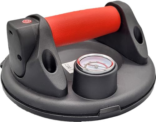 Berger & Schröter Akku Vakkum Saugheber Glasheber Glassauger Saughalter Vakuumheber Plattenheber 110kg Tragkraft mit automatischer Nachsaugung Manometer