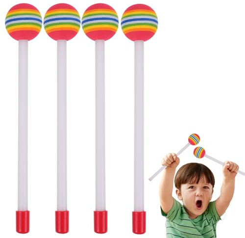 Beavorty Trommelstöcke, 4 Stück, Regenbogenfarben, EVA-Schwamm und Kunststoff | Regenbogenfarben, EVA-Schwamm, Kinder, Studenten, tägliche Übungen, Aufführungen