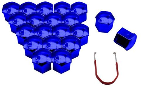 20 Stück Auto-Radmutterkappen, Auto-Nabenschraubenabdeckung, 17 mm, 19 mm, 21 mm Bolzen, Felgen, Außendekoration, spezieller Steckdosenschutz, staubdicht, Blau, 19 mm, 20 Stück