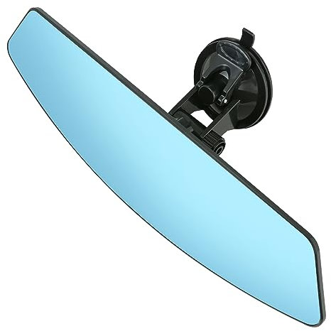 Specchietto retrovisore auto antiriflesso per interno specchietti universali panoramico e grandangolare con ventosa per auto furgone camion RV. (blu e convesso trapezoide, 318mm)
