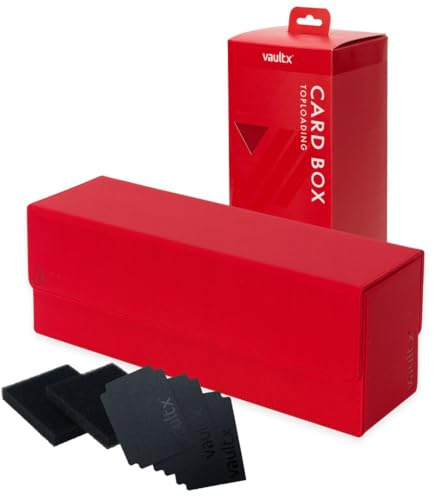 Vault X Trading Card Storage Box, Premium Exo-Tec Material, Detachable Magnetic Lid, Dividers & Foam Fillers, Organise Deck Boxes, Toploaders, Sleeved Cards, for Collectible Games, Sports, TCG (Red)