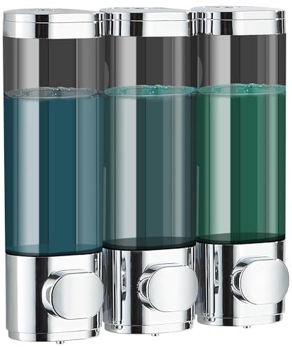 Accmuzzy Duschgel Spender,Shampoo-Spender für Dusche Ohne Bohren,3-in-1 Seifenspender Dusche für die Wandmontage im Bad (Schwarz, 3 Kammern)