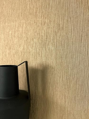 Newroom Vliestapete Gold Uni Metallic Bronze Wohnzimmer Tapete Flur | warmer Goldton, deutlicher Metallic-Glanz, feine Linienstruktur, ansatzfrei, edle Wandtapete, Mustertapete, Schlafzimmer
