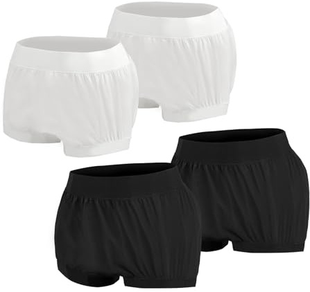 AQX Stoffwindelüberzüge für Erwachsene, wiederverwendbar, wasserdicht, Unterwäsche bei Inkontinenz, auslaufsicher, hohe Taille, Kunststoffhosen, 4 Stück (Schwarz und Weiß, M)