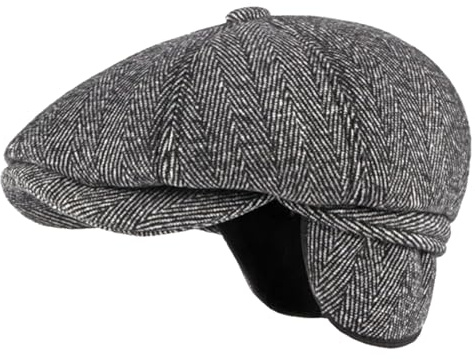 Sporty Winter Schirmmütze mit Ohrenklappen Baskenmütze Ohrenschutz Schiebermütze Herren Klassik