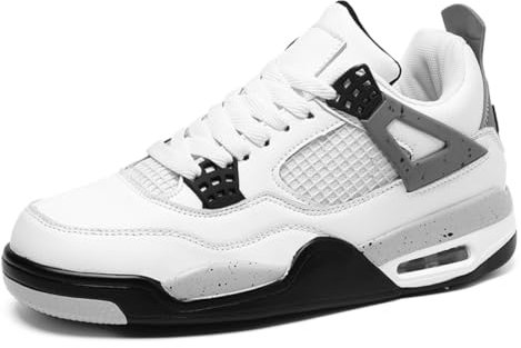 Sixfox Herren Sportschuhe Große Größe Sportschuhe Herren Basketballschuhe Mode Sport Basketballschuhe Retro Schuhe Sneaker Weiß39