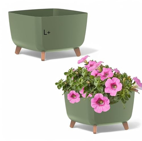 MELTOM Vaso da fiori con piedini, quadrato per erbe aromatiche (verde, 400 L+)