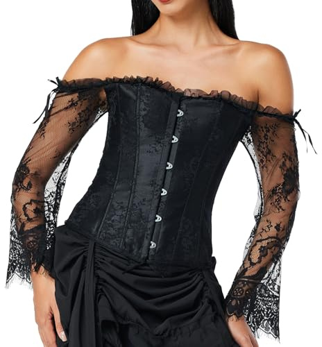 Aragallant Corset Mujer Sexy Gótico Negro Elegante para Vestir Halloween