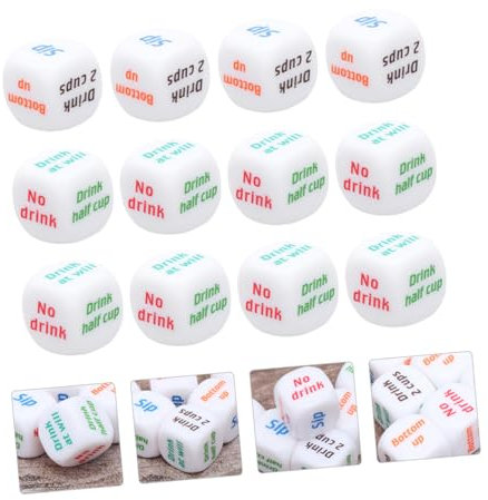 VICASKY 12stücke Acrylwürfel Für Trinkspiele Englische Spielwürfel Kreative Unterhaltungswürfel Zufällige Farbe