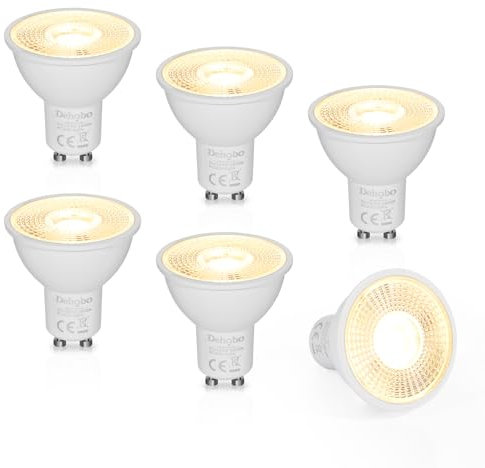 Dehobo GU10 LED Bulbs Warm White, Spotlight Bulb 6W 2800K, 60W Equivalent Energy Saving, 480LM, 120° Beam Angle, Non-Flicker, Non-Dimmable Spot Lights for Ceiling Downlights Lighting, 6 Pack