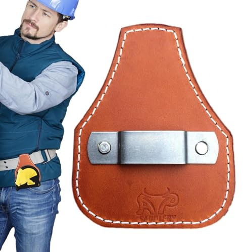 Mixnexorad Porte-mètre à ruban en cuir | Support de rangement pour crochet à clip de poche en cuir - Attaches de ceinture, étui pour ruban à mesurer, accessoires d'outils universels pour plombier