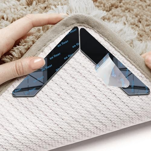 Mbsomnus Teppich Stopper rutschfest 32 Stück Teppichstopper Wiederverwendbare Teppich Antirutsch Pads Klebepads Anti Rutsch Waschbare Ecken Fixieren für Wohnzimmer Küche Unterlage