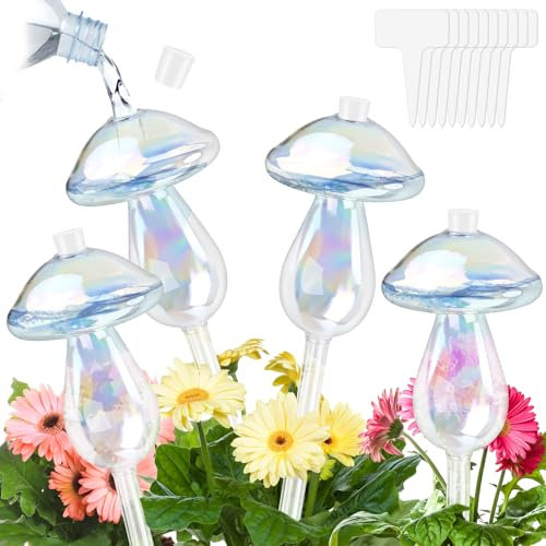 HGRGHH Globi d'irrigazione per Piante a Forma di Fungo, 4 Pezzi Inserto per Fioriera Autoinnaffiante, Bulbi d'irrigazione per Piante da Interno e da Esterno, Lampadine per Innaffiare Le Piante