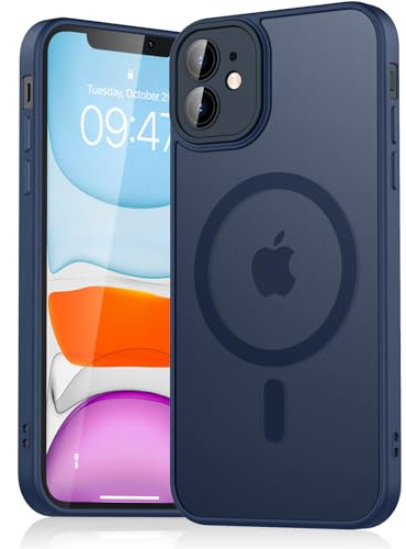 Mugust Magnetisch Hülle für iPhone 11 Hülle, Matt Handyhülle Kompatibel mit MagSafe, Mattierte Durchscheinende Rückseite Schutzhülle Handyhülle für iPhone 11 (Dunkelblau)