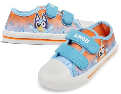 Kids Boys Girls Bluey Bingo Canvas Trainers Shoes Officially Licensed Children Hook and Loop - Bluey 29650 Canvas Sneakers 6 UK CH