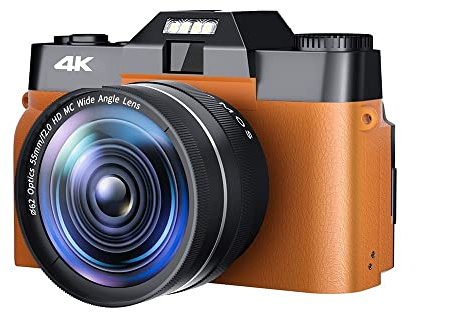 Appareil Photo numérique, 48MP Vintage Appareil Photo Numérique Objectif Grand Angle Enregistreur Photographique 4K Compact Caméscope Blogger Vlogging Caméra Vidéo(No TF Card,with Wide 02)