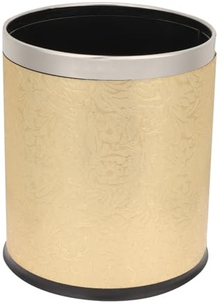 MUELODSIC Papelera Redonda de Plástico Dorado para Baño Doble Capa y Base Reforzada, Cubo de Basura Doméstico Resistente y Hermético para Uso en Inodoro