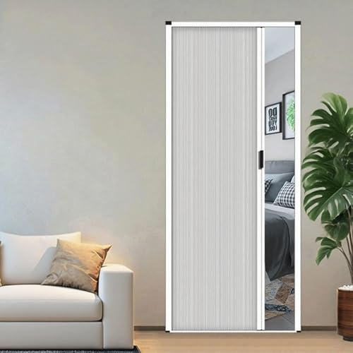 Porte coulissante en accordéon - Porte de douche rétractable avec poignée - Séparateur de pièce polyvalent pour chambre à coucher, salle de bain, cuisine, bureau, camping-car - Blanc - 52 x 78 cm (l x