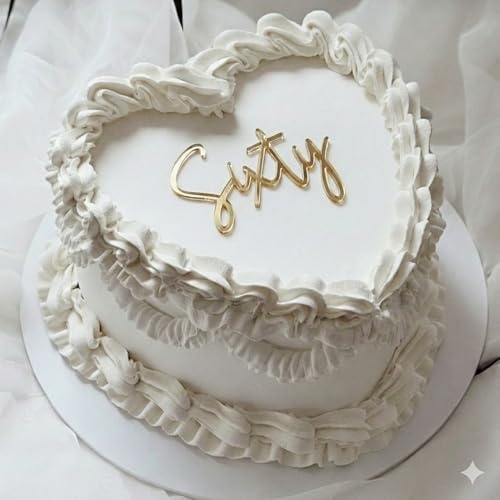 Sixty Cake Topper – 60th Birthday Decoration, Gold Mirror Acrylic, 3mm Thick, Premium Laser Cut Charm, Elegant Sixtieth Party Décor Lambeth Cake