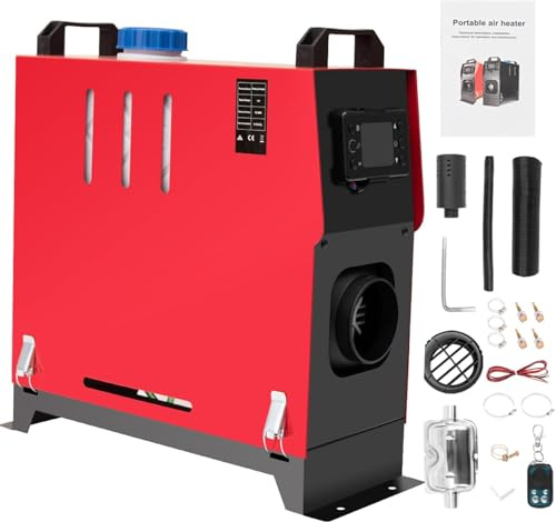 Jacgood Diesel Lufterhitzer 5-8 kW 12 V, Standheizung mit LCD-Display & Fernschalldämpfer, Luft-Dieselheizung für Auto, LKW, Wohnmobil, Bus, Boot – Rot