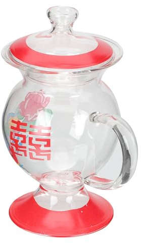 SAFIGLE Taza de Café de Vidrio Tapa Roja 230 Ml Diámetro 9,2 Cm Altura 16,8 Cm Taza de Agua Antigua Divertida para Fiesta y Hogar Falsa Multifunción para Obsequio