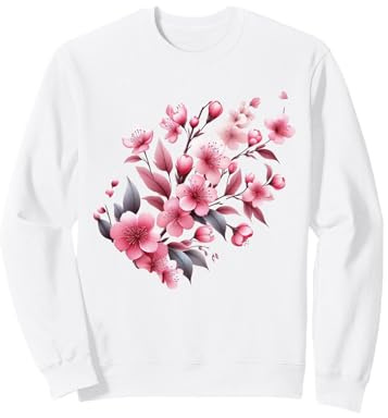Fleur de Cerisier Rose Japonaise Sakura Fleur Fond Noir Sweatshirt