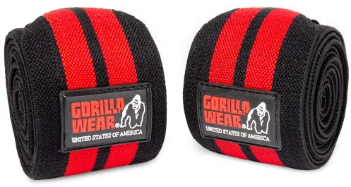 Gorilla Wear Knee Wraps 98 Inch - schwarz/rot - Bodybuilding und Fitness Accessoire, Einheitsgröße