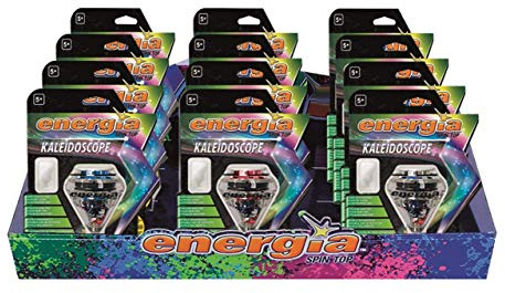 Energía - Kaleidoscope Peonza eléctrica con aro de contrapeso, doble rodamiento y punta intercambiable, Color surtido, A partir de 5 años (89007)