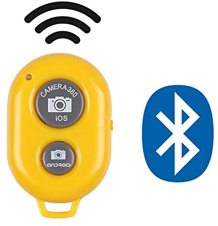Wireless Remote Shutter Control with Camera Activation used with Monopod Selfie Stick Compatible with Apple iPhone Samsung Camera Compatible with all IOS, Android and Tablets Devices, Yellow