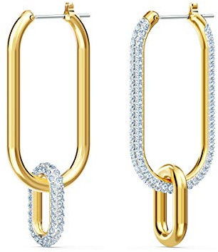 Swarovski Time hoop-örhängen, asymmetrisk design, vit, blandad metallfinish