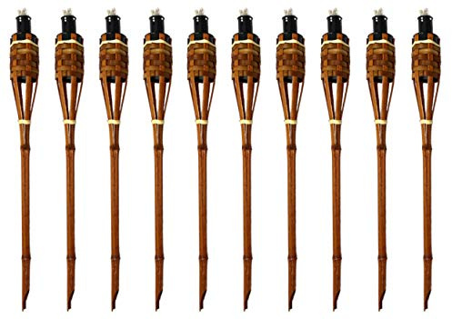 Moritz 10 Stück Bambusfackeln Fackel Deluxe 60 cm Dunkelbraun Gartenfackel Ölfackeln Garten Deko Öllampe Wegleuchte