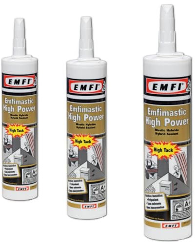Mastic colle, surpuissant prise immédiate, pour carrelage, verre, bois, PVC, plinthes, béton, objet lourd, sans solvant, fabrication Française pour MadeInNature (HIGHPOWER, Lot de 12 + pistolet)