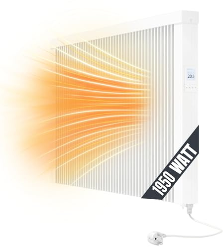 eVARMO Areo Smart 1950 W Elektroheizung Wandmontage - Elektroheizkörper mit Thermostat - elektrische Heizung Smart Home - App steuerbare Heizung WLAN steuerbar - digitale Elektroheizung