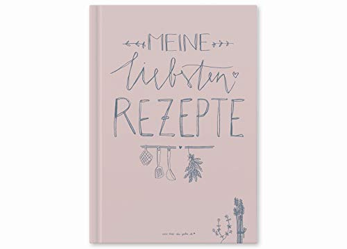 Eine der Guten XXL Rezeptbuch A4 - Meine liebsten Rezepte - zum Selberschreiben, blanko DIY Kochbuch & Backbuch, FSC Papier, Premium Hardcover, Rosa Blau