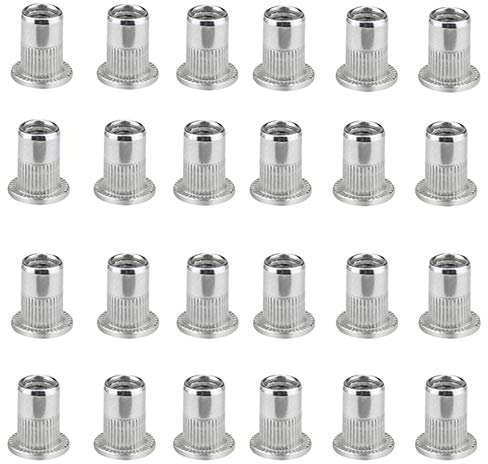 Sweieoni M6 Rivetto a Testa Piatta 100 Pezzi Inserti Filettati Rivetti Filettati Dadi Filettati Rivetti Filettati M6 Testa a Dado Filettato M6 Stainless Steel Rivet Nut per Parti Domestiche