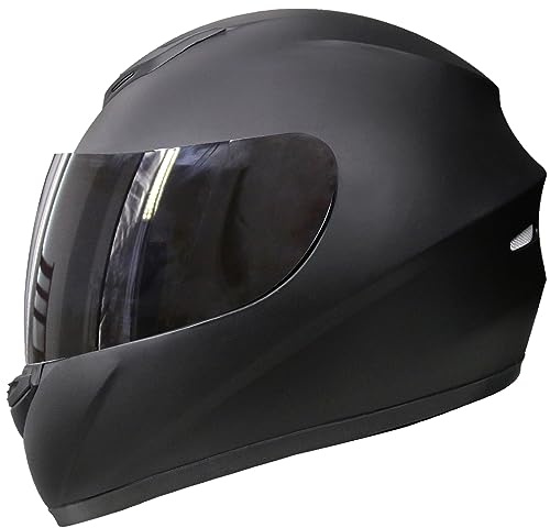 Zorax ZOR-819 Full Face Helmet + Dark Smoke Visor - Matt Black M (57-58cm) | Motorbike Motorcycle Road Legal ECE 2206