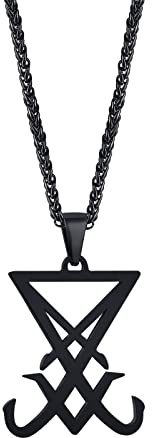 Collar satánico para hombres: acero inoxidable Satanás Cabra Collares Signo de Lucifer Colgante Cruz Reversa Colgante Cabeza de Cabra Colgante Leviatán Cruz Símbolo Colgante Halloween Navidad Regalo,