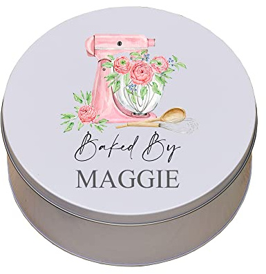 Personalised cake tin baking gift, metal storage tin kitchen Baked By