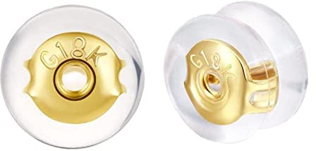 AABDTYYD Tuercas de Pendientes de Oro,40 Paquetes de Estilos Metal Goma Plástico Cierres de Pendientes Forma de Bala Estilo de Mariposa Tapón Posterior de Pendiente Seguridad.