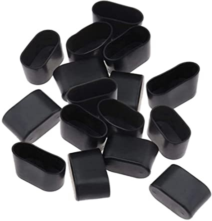 16 Stücke Klar Ovaler Stuhlbeinkappen, Stuhl Beinbodenschutzweiche PVC Stuhl Beinboden Beschützer Möbel Tisch Abdeckung (25x50 Mm) Schwarz