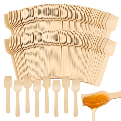 WYOMER 300 Pcs 3.75 Disposable Mini Wooden Tasting Spoons - Bulk Small Wood Spoons for Ice Cream Sampling, Honey, Desserts, Charcuterie Board & Tasting Events