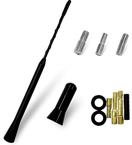 1 Stück 23 cm Autoantenne mit 1 Stück 3,5 cm schwarzer Antennendekoration, Schwarze FM/AM-Autoantenne, Auto-Universal-Dachradioantenne, mit leistungsstarker Signalempfangsfunktion.