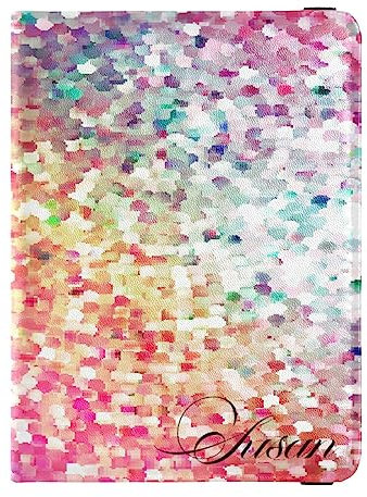 Personalisierte, glänzende Reisepasshülle, Brieftasche, Kombi, individueller Name, PU-Leder, Reisepass-Impfkartenschutz für Damen und Herren, Reisegeschenk, Farbenfroher glitzernder Hintergrund,