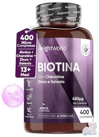 Biotin Komplex mit Keratin 25mg, Selen, Zink - 400 vegane Tabletten - 1+ Jahre Vorrat - Biotin trägt zur Erhaltung normaler Haare bei (EFSA) - Frei von Magnesiumstearat - WeightWorld
