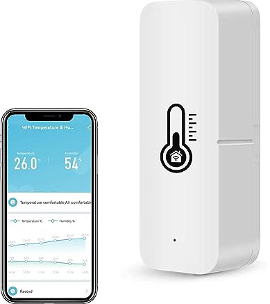 WiFi Thermomètre Hygromètre Intérieur, Mini Température et d'Humidité Intelligent pour Serre à Vin, Cave À Vin,Sous-sol,Surveillance Distance,Alerte Notification,Stockage Exportation des Données.1PCS